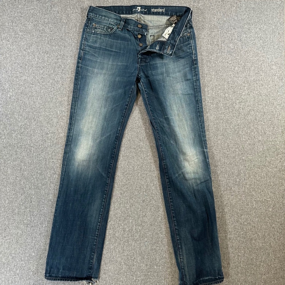 7 For All Mankind Standard Straight Leg Jeans Mens 32x33 Blue Cotton Made in USA